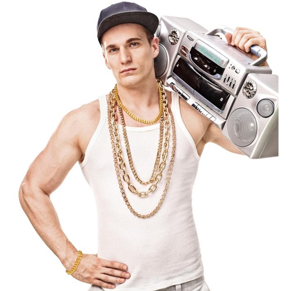 GANGSTER / RAPPER / PIMP SET (gold necklace & bracelet)