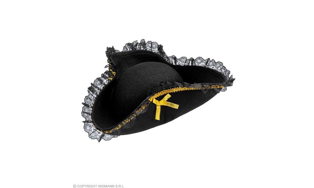 felt TRICORN WITH LACE GOLD TRIM