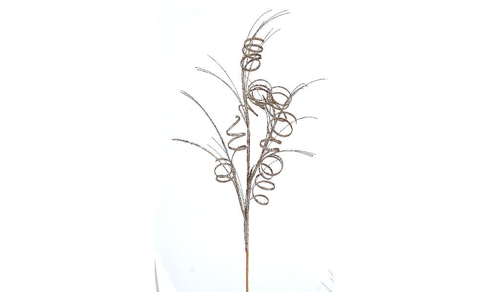 12/144-76cm Champagne glittered curly branch