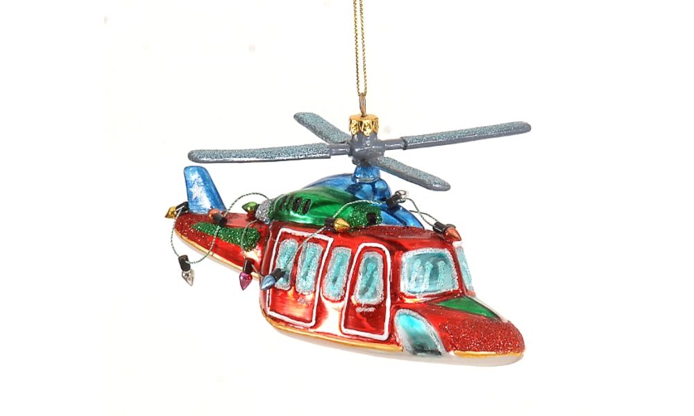 6/18 - 8CM Hanging Glass Helicopter Orn