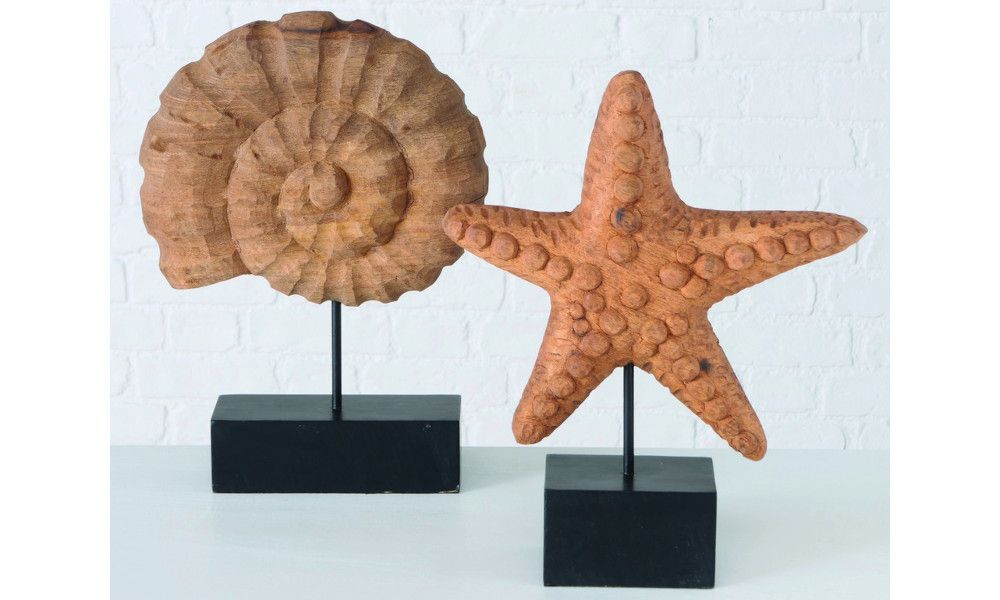 ass., Seashell, Starfish, H 40,00 cm, Mango (Mangifera indica), Iron, Multi-coloured mixed materials colour-mix