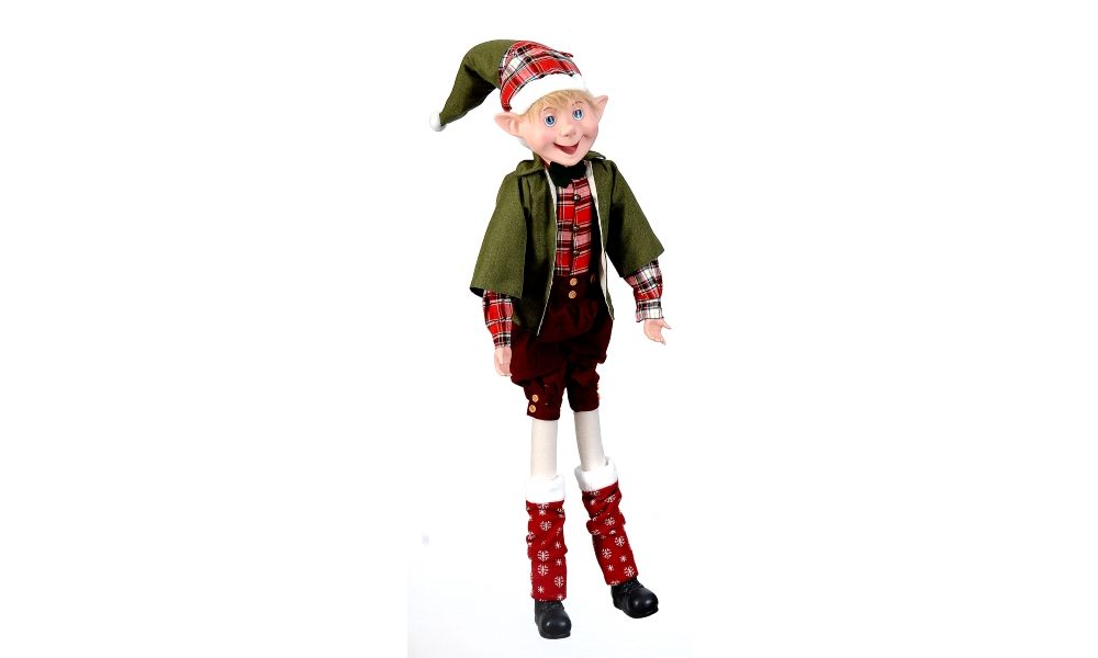 1/4-122cm Red/green posable elf