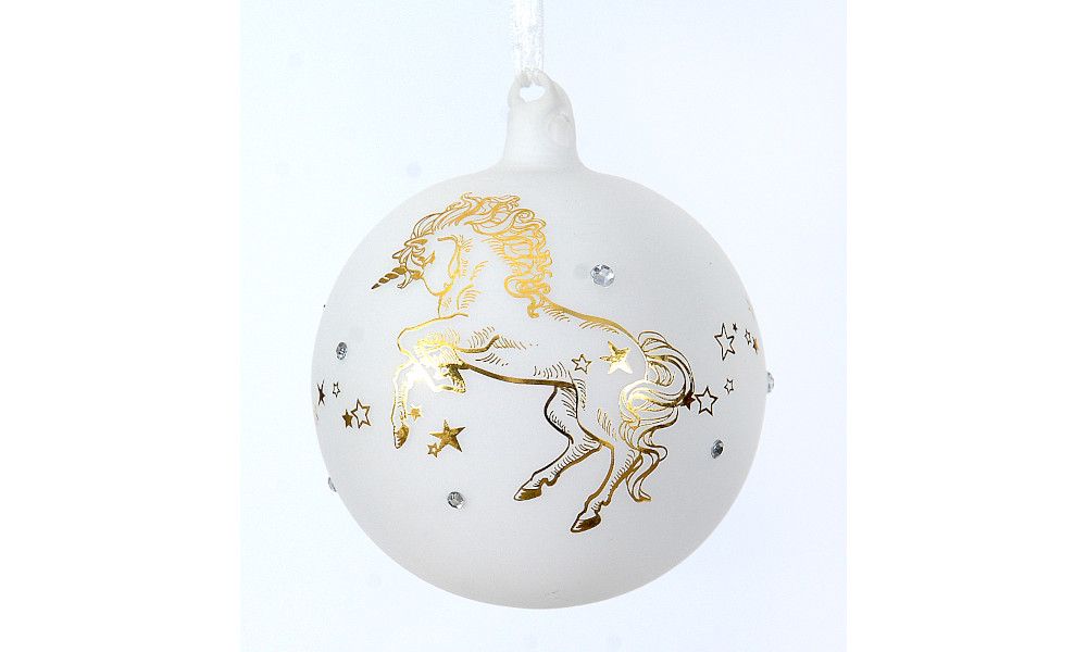 6/48-10cm Glass unicorn pattern ball orn