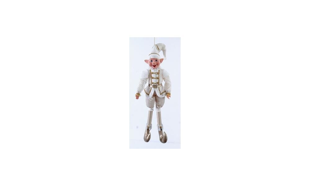 1/4 - 120CM Ivory&Gold Hanging posable Elf