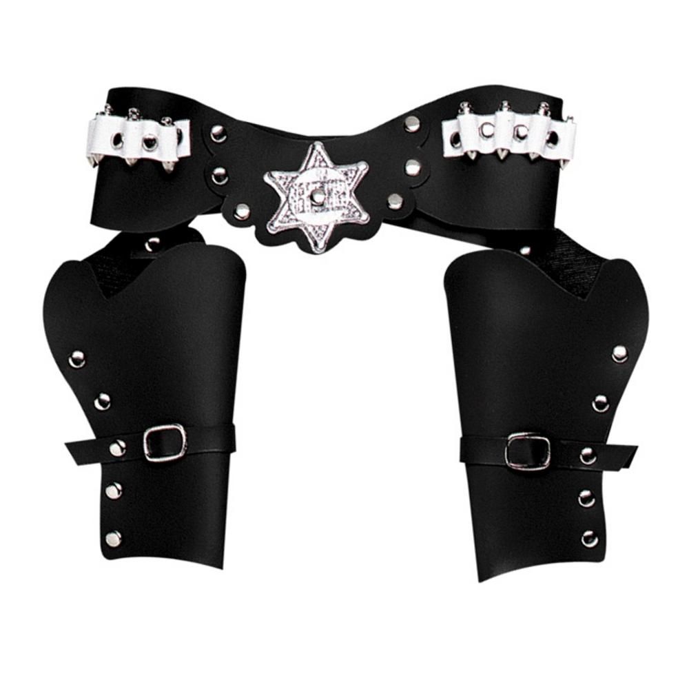 BLACK DELUXE COWBOY DOUBLE PISTOLHOLSTER adult size