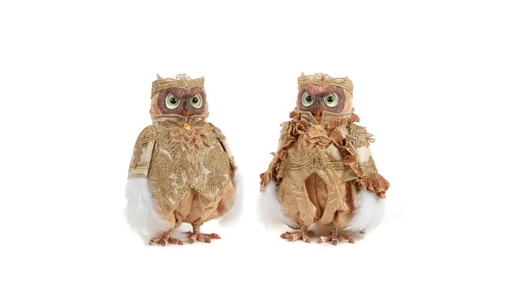 GOLD.LACE OWL DOLL ASS/2 GLD/CRM 35CM