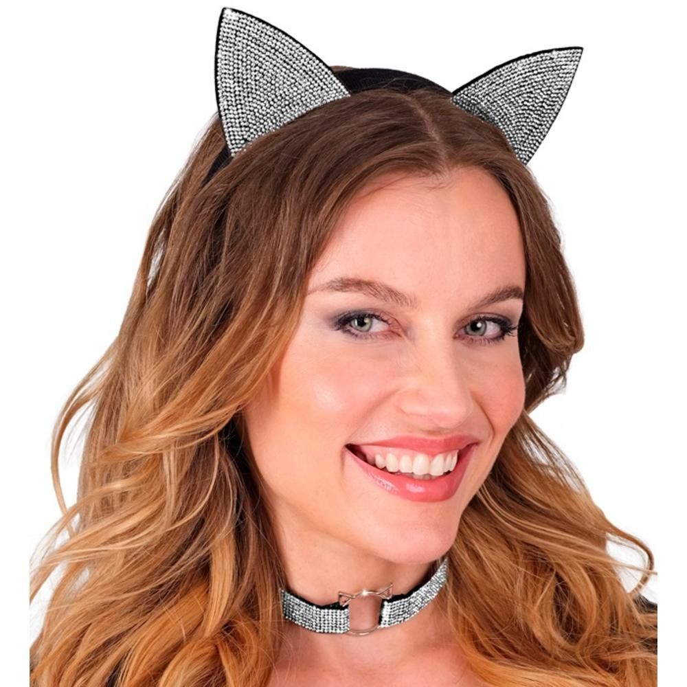 CAT (ears, choker) in velvet & strass