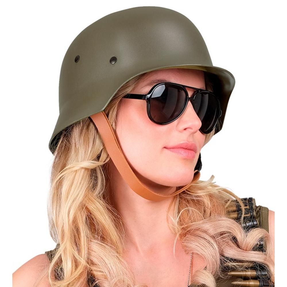GREEN MILITARY HELMET hard plastic - adult size