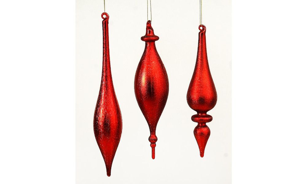 Glass red orn 25 cm