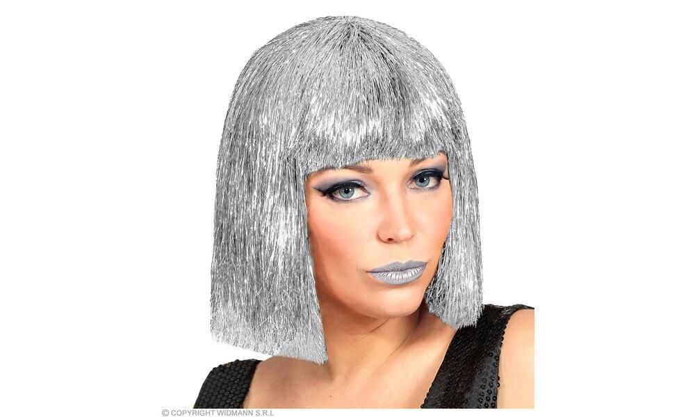 SILVER GLITZY VEGAS WIG in box