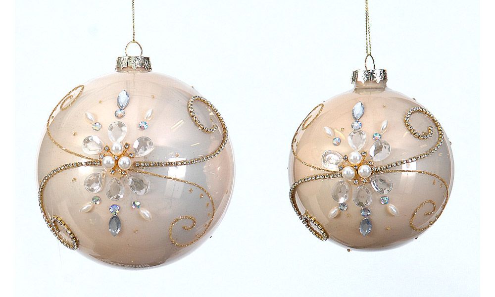 12/48-10cm Glass champagne ball w/gold design