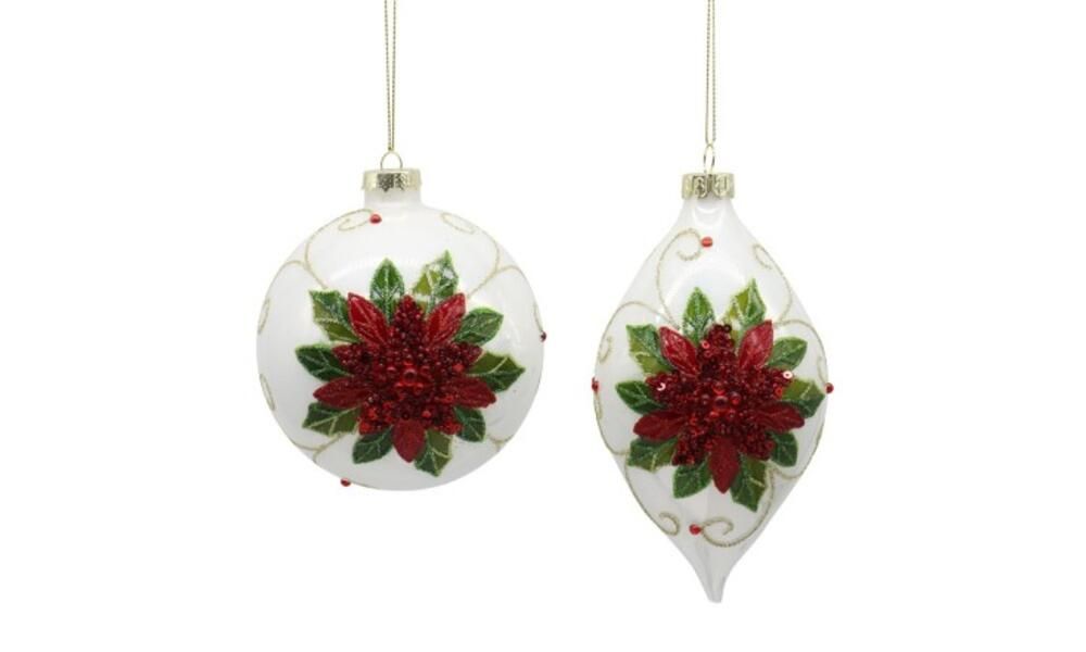 12/48-2Asst 10cm glass ball &ornament w/flower