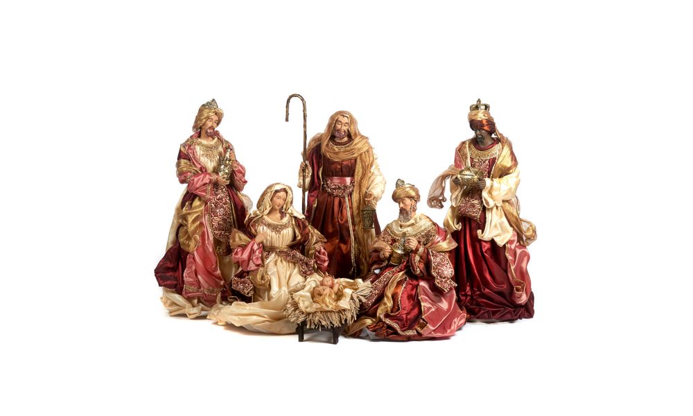 FABR.HOLY FAMILY TT SET/6 CRM/BURG 68,5CM