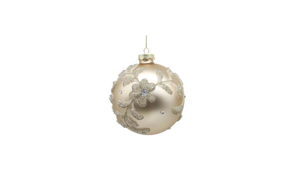 12/96-10cm Glass gold ball w/leaf design