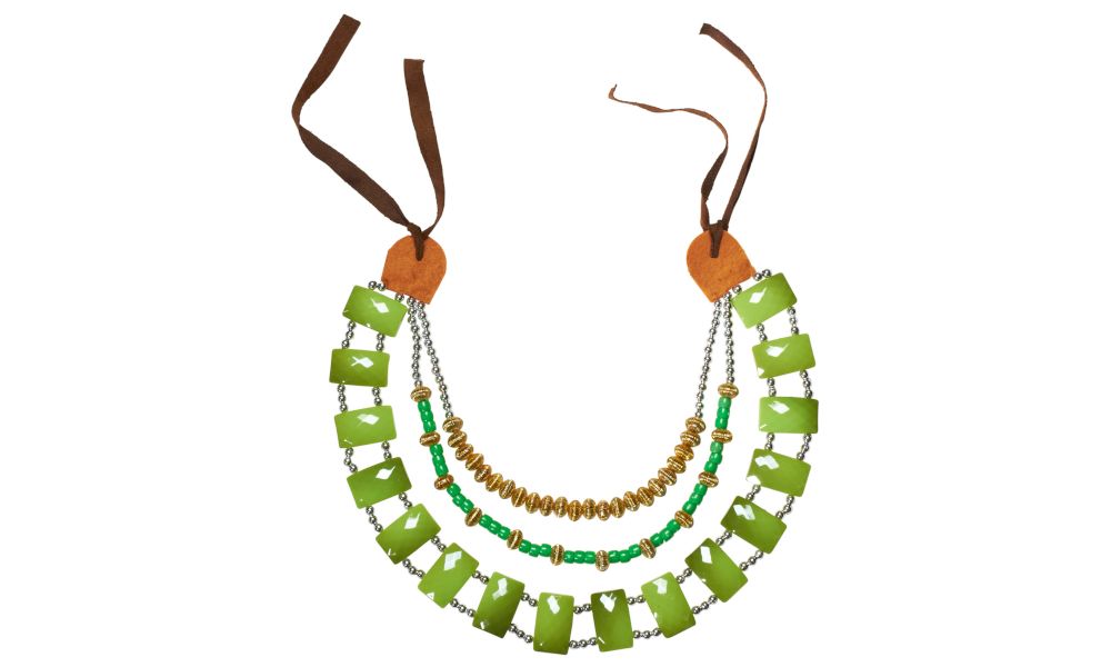 Pk 6 TRIBAL NECKLACE WITH GREEN GEMSTONES