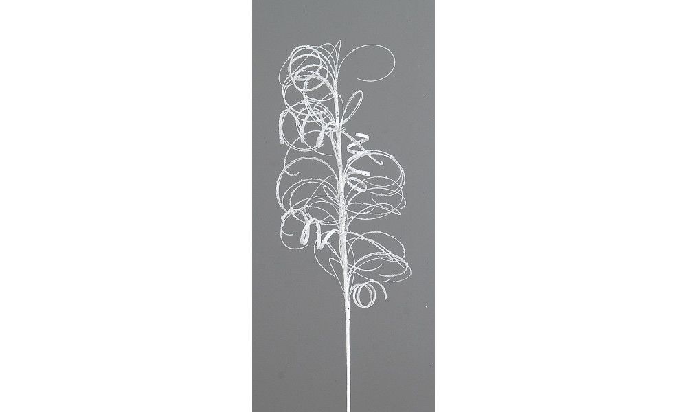 12/144-76cm White glittered curly branch