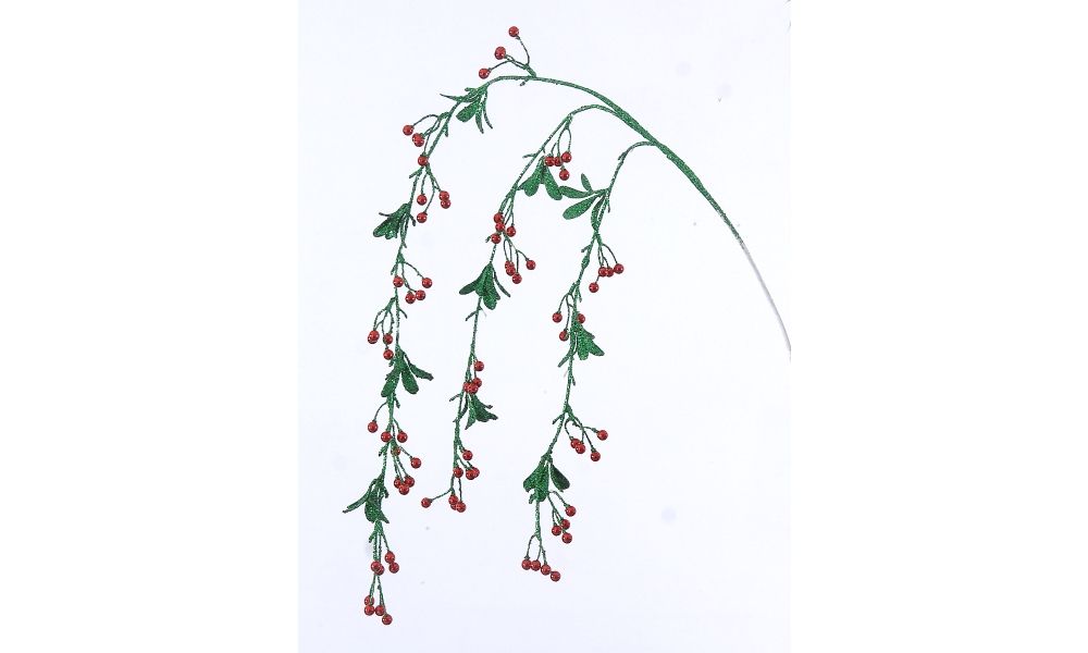 12/144-48cm Green Spray w/Red flowers in 3 lines