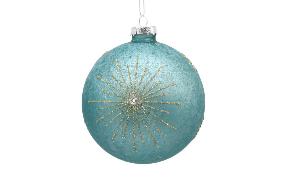 12/48-10cm glass blue ball w/gold design