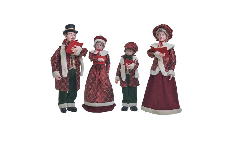 S/4 FABRIC/PL XMAS CHOIR BURGUNDY RED/GOLDEN H74-92