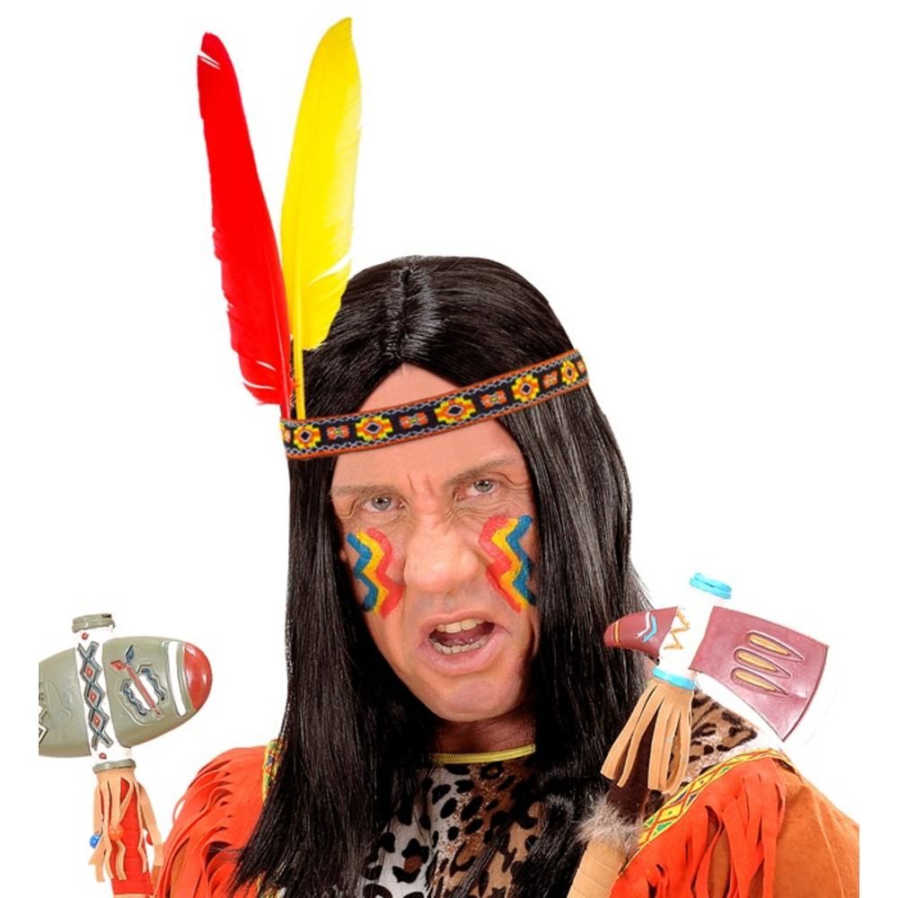 NATIVE INDIAN HEADBAND WITH 2 FEATHERS  2 colors ass.