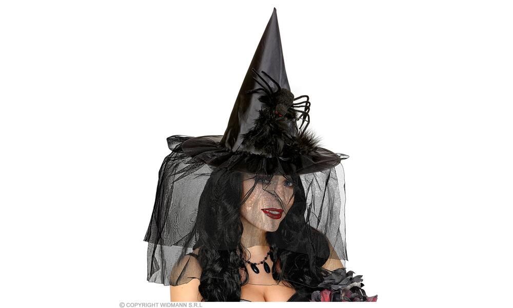 "WITCH HATS WITH TULLE. FEATHERS SPIDER"