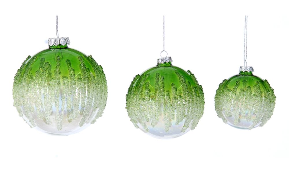 12/96-8cm Clear/green ball with beads