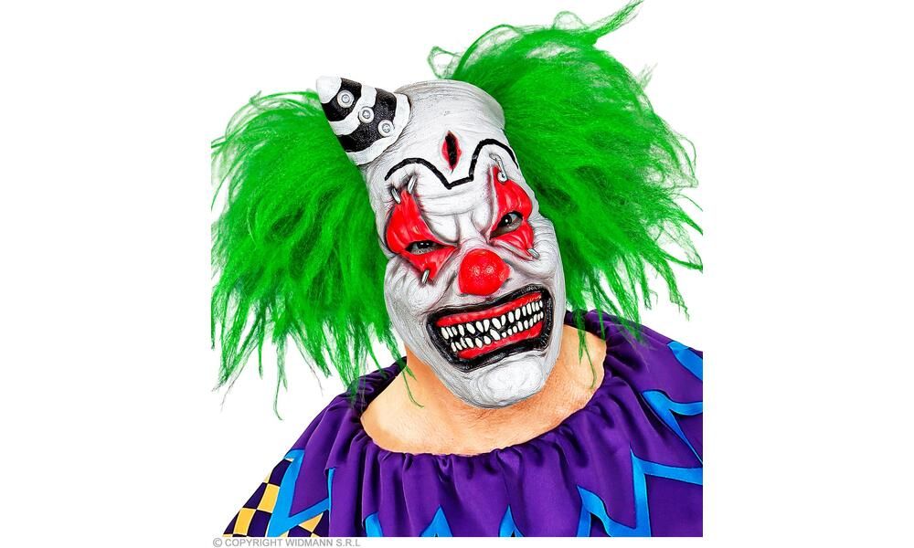 "KILLER CLOWN HALF FACE MASK WITH HAIR  MINI HAT"