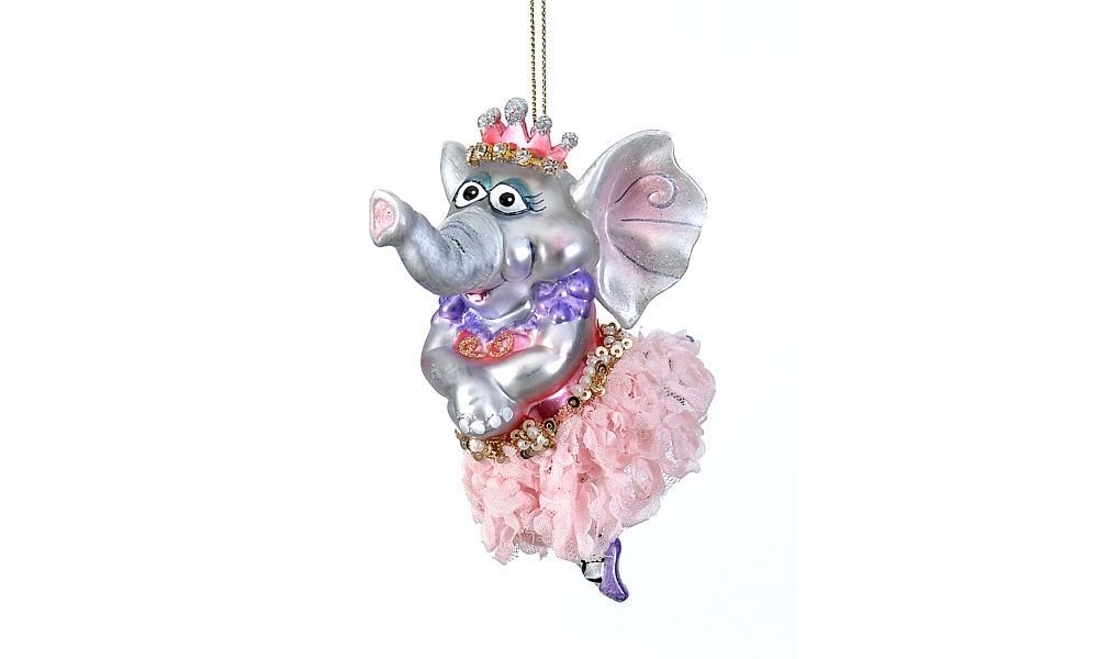 6/36-13cm Glass elephant ballerina orn