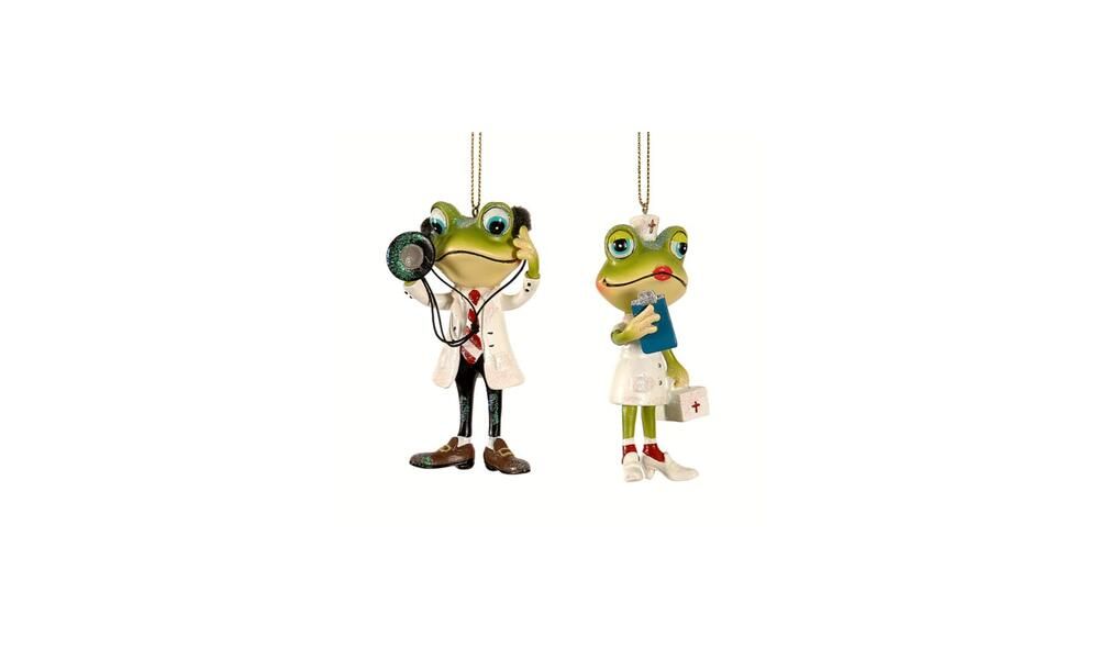 12/72-2Asst 10cm polyresin frog doctor&nurse