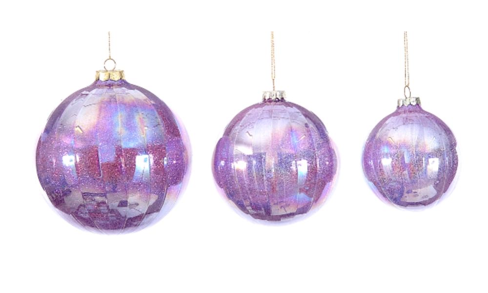 12/48-10cm Glass shiny purple ball