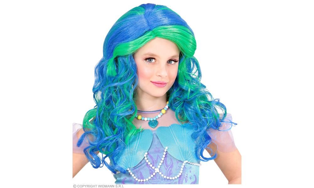 TURQUOISE-EMERALD MERMAID WIG inpolybag