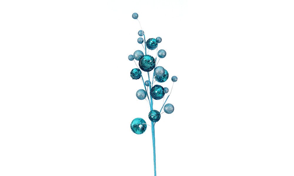 12/96-74cm Branch w/lt blue glitter balls