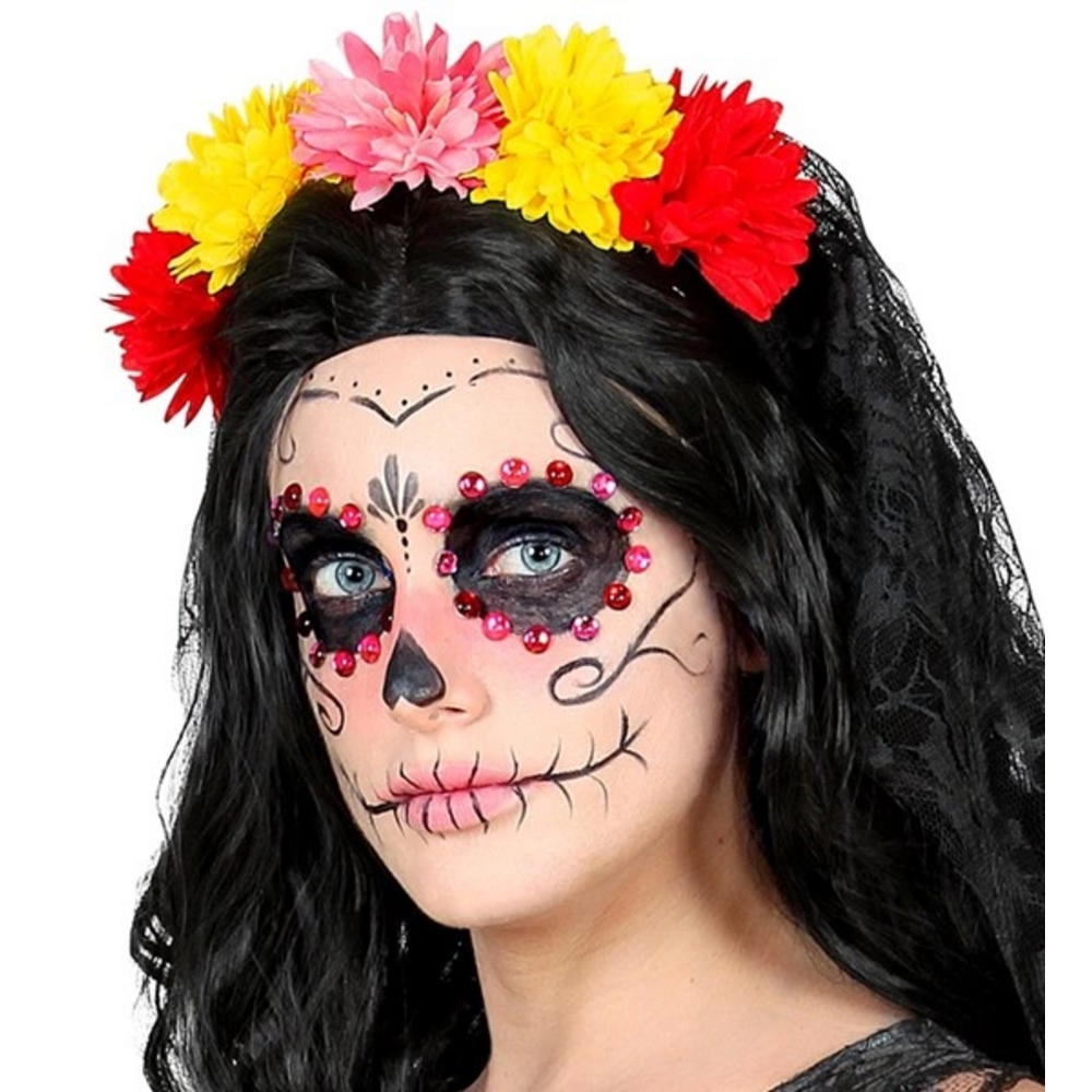 Set of  40 ADHESIVE EYE GEMS DECORATIONS - RED/PINK