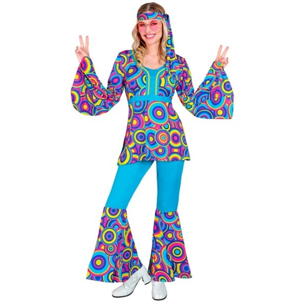 THE 70s GROOVY STYLE - blue bubbles  (shirt, pants, headband)