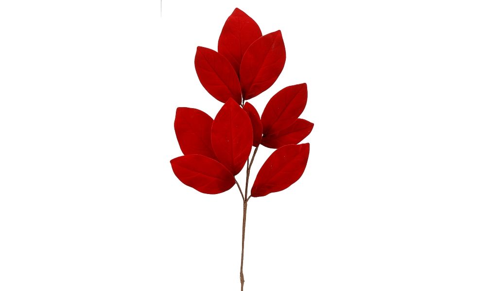 6/48 72cm red velvet magnolia leave spray