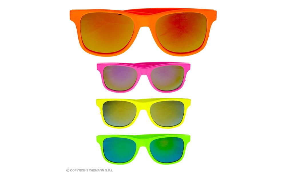 80's NEON GLASSES WITH REVO LENSES 4 colors assorted