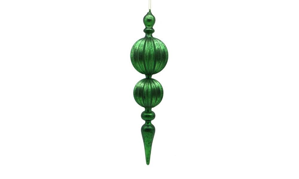 4/12-42cm glass green  finial ornament