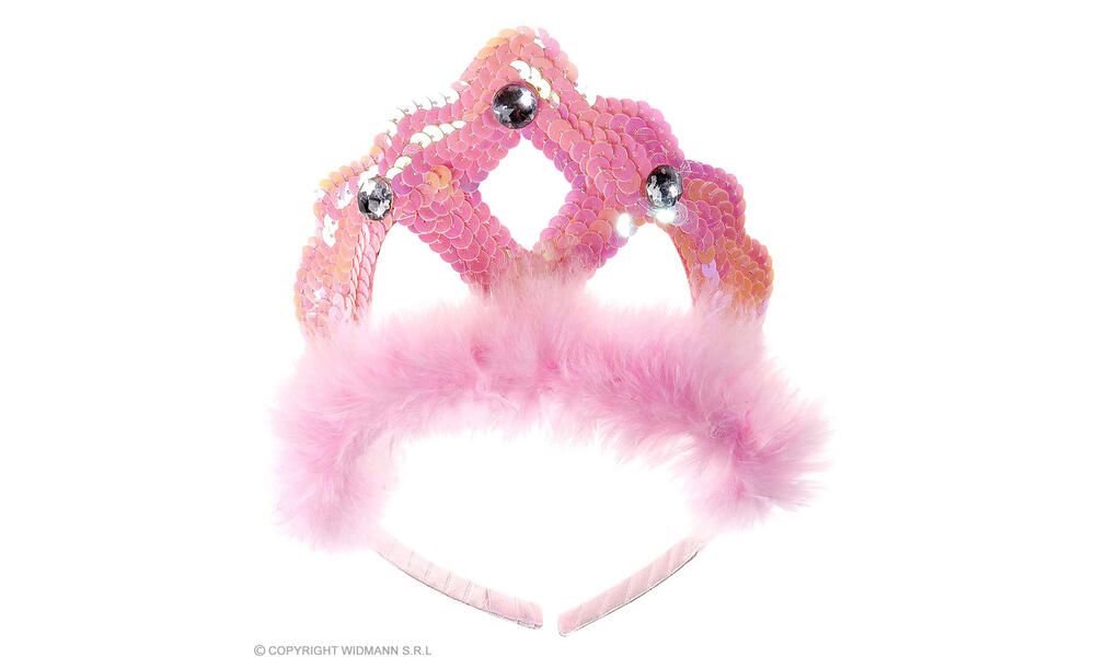 PINK SEQUINNED TIARAS WITH MARABOU AND 3 GEMS