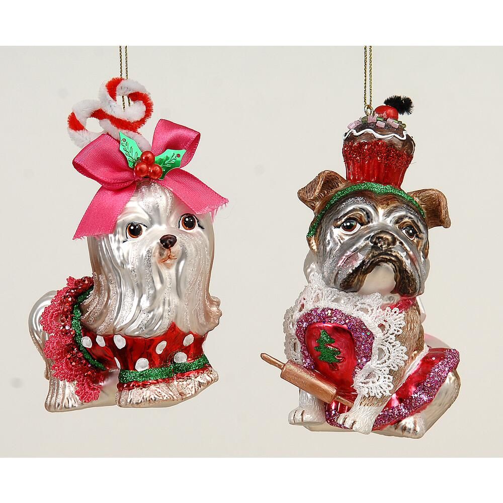 Glass dogs w/candy 13 cm