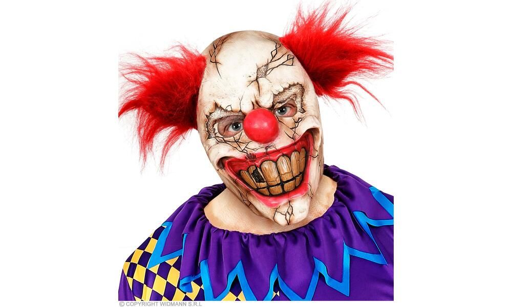 "KILLER CLOWN HALF FACE MASK WITH HAIR"