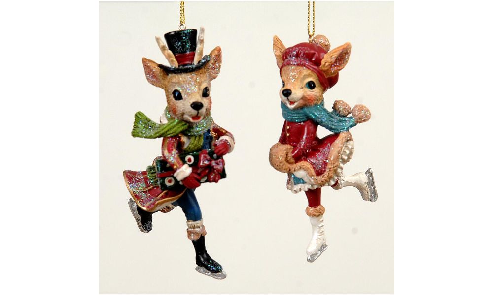 12/72-10cm 2Asst polyresin Deer couple ornament