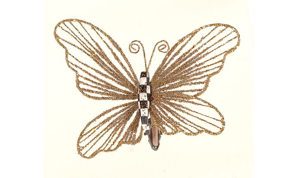 6/36- 17.5cm gold/platinum wired butterfly