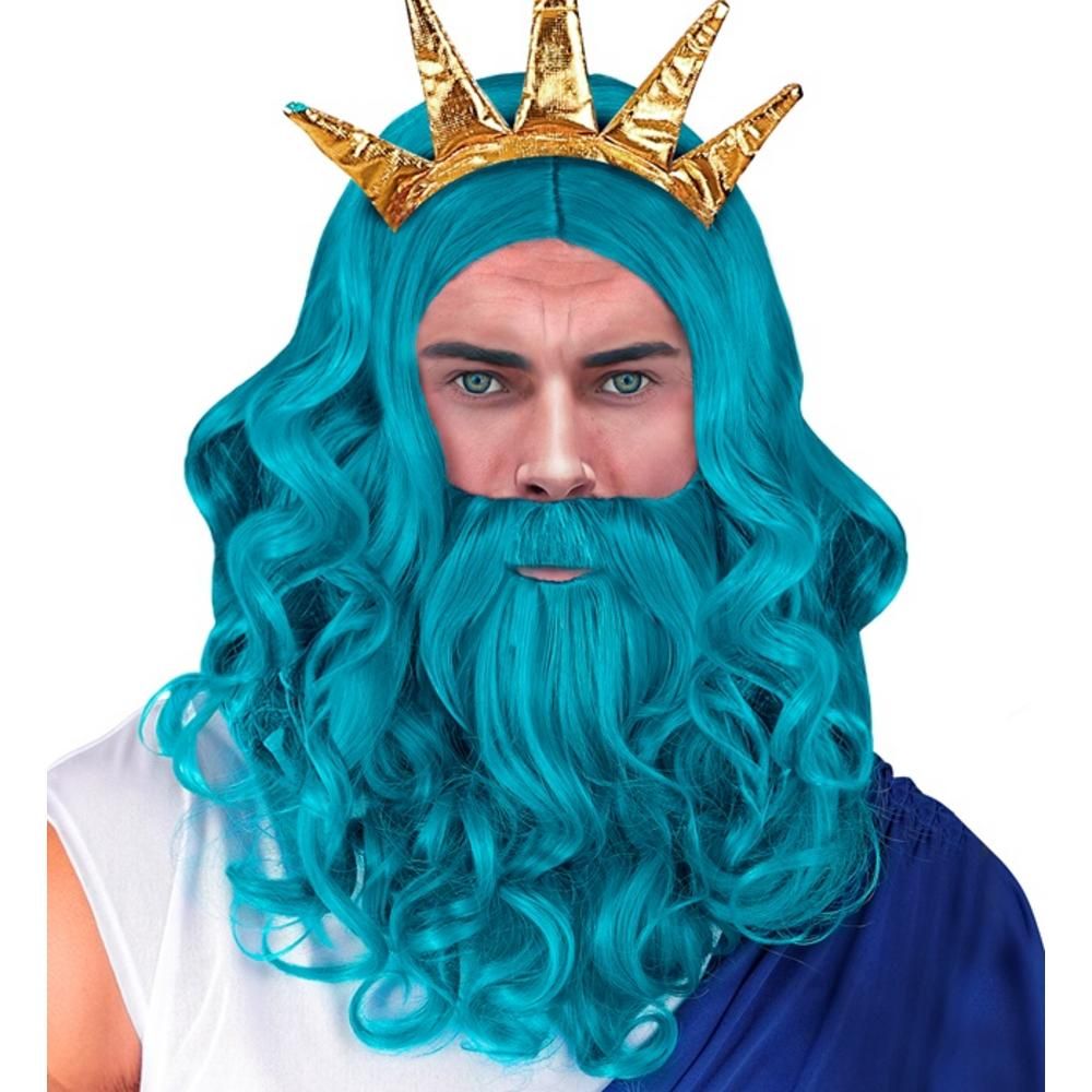 POSEIDON/NEPTUNE WIG WITH BEARD & MOUSTACHE in box