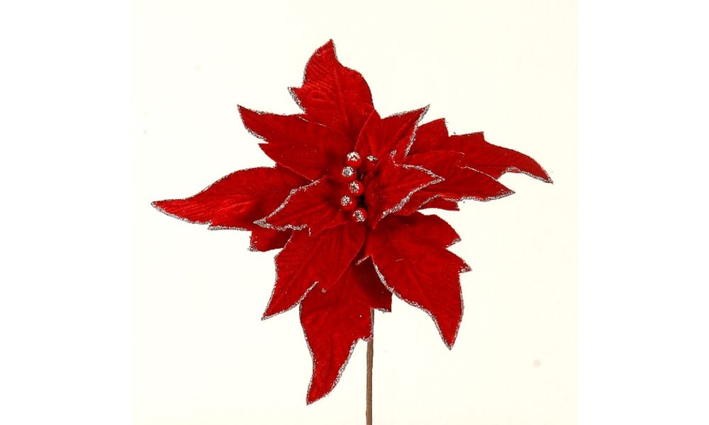 12/432- 40CM red poinsetia w/clip