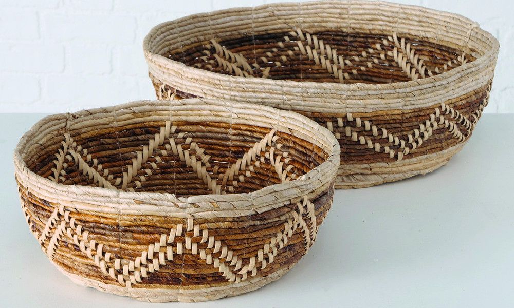 Bowl Marai, 2 p., Set 2, Decoration, Round, H 14,00-16,00 cm, D 36,00-47,00 cm banana leaf natural