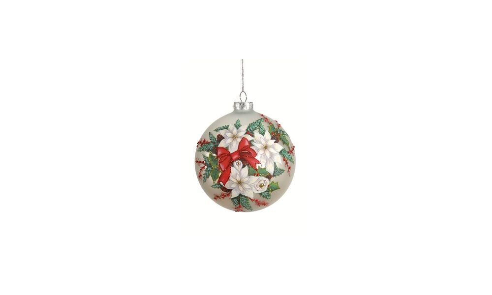 6/24 - 12CM white glass flora ball ornament