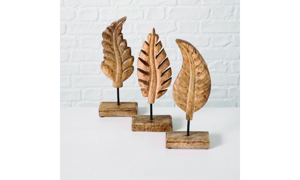 Decorative object Blatt, 3 ass., Leaf, with stand