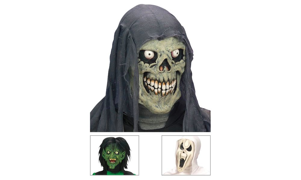 Pk 6 HORROR MASK latex - 3 styles ass.: Witch,