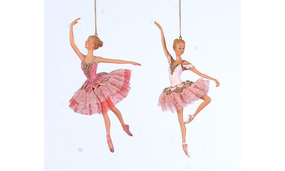 12/72-2Asst 18cm Polyresin pink ballerina orn