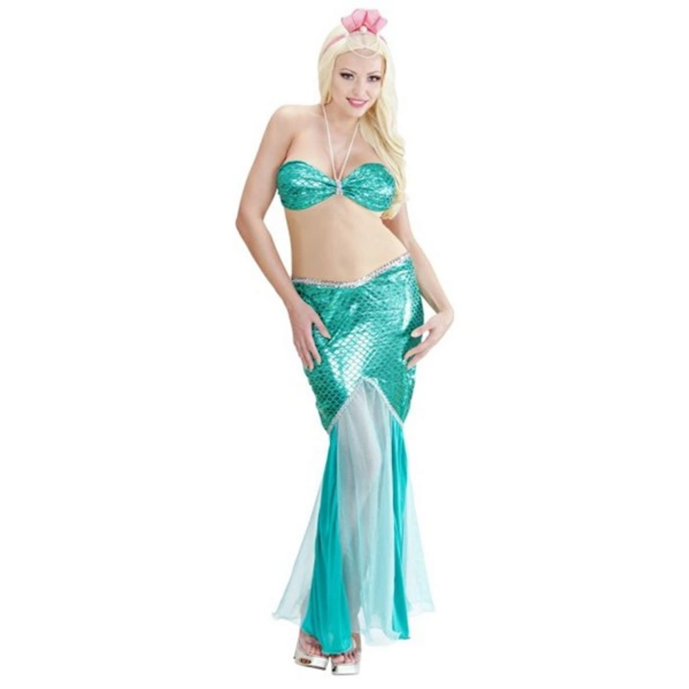MERMAID  (dress with pearl necklace, headband with pearls)